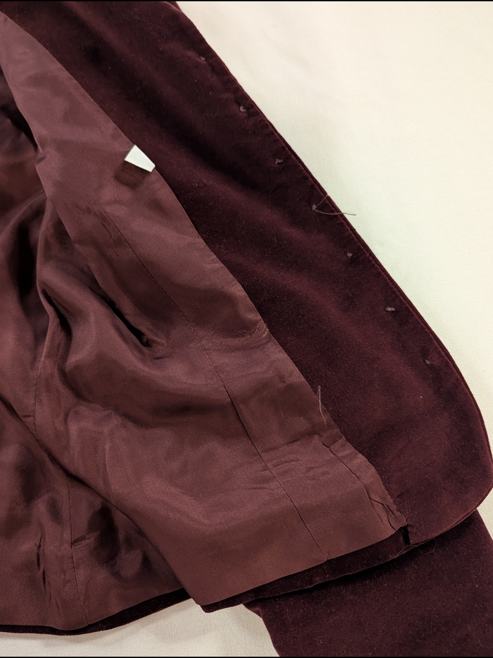 Vintage 90s Ralph Lauren Burgundy Plum Velvet Cropped Blazer Jacket Made in USA - Picture 16 of 16